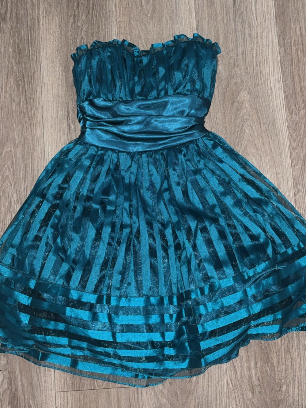 Windsor Teal Strapless Party Dress for hoco